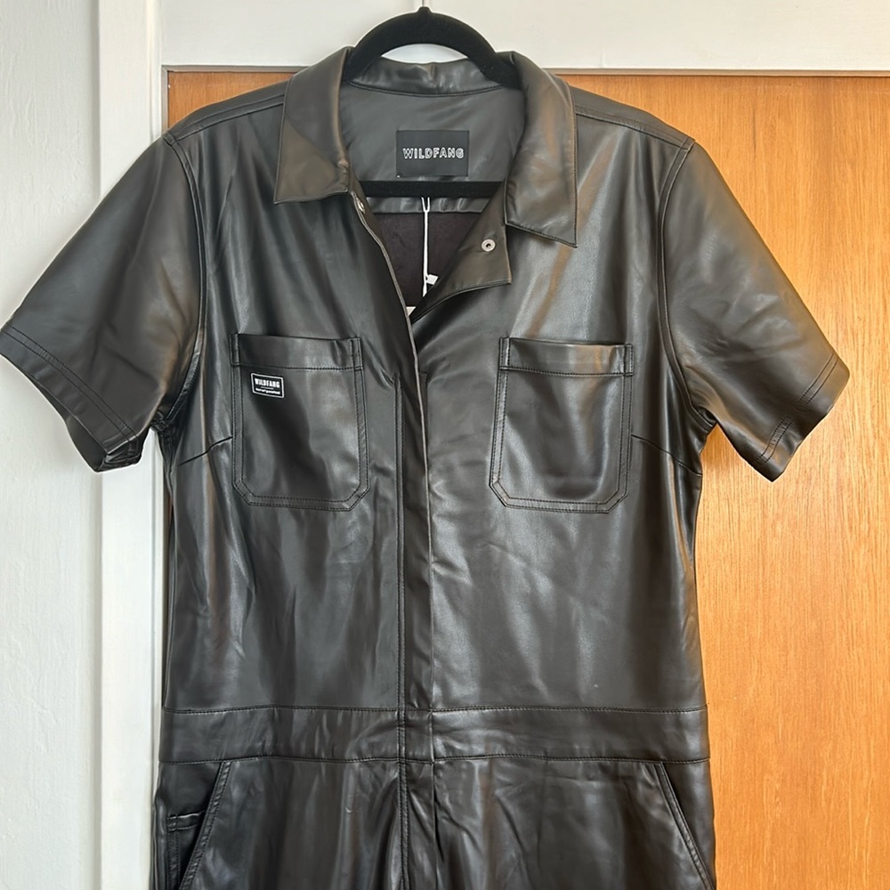 COPY - Wildfang Essential Coveralls, Black Vegan Leather, Large